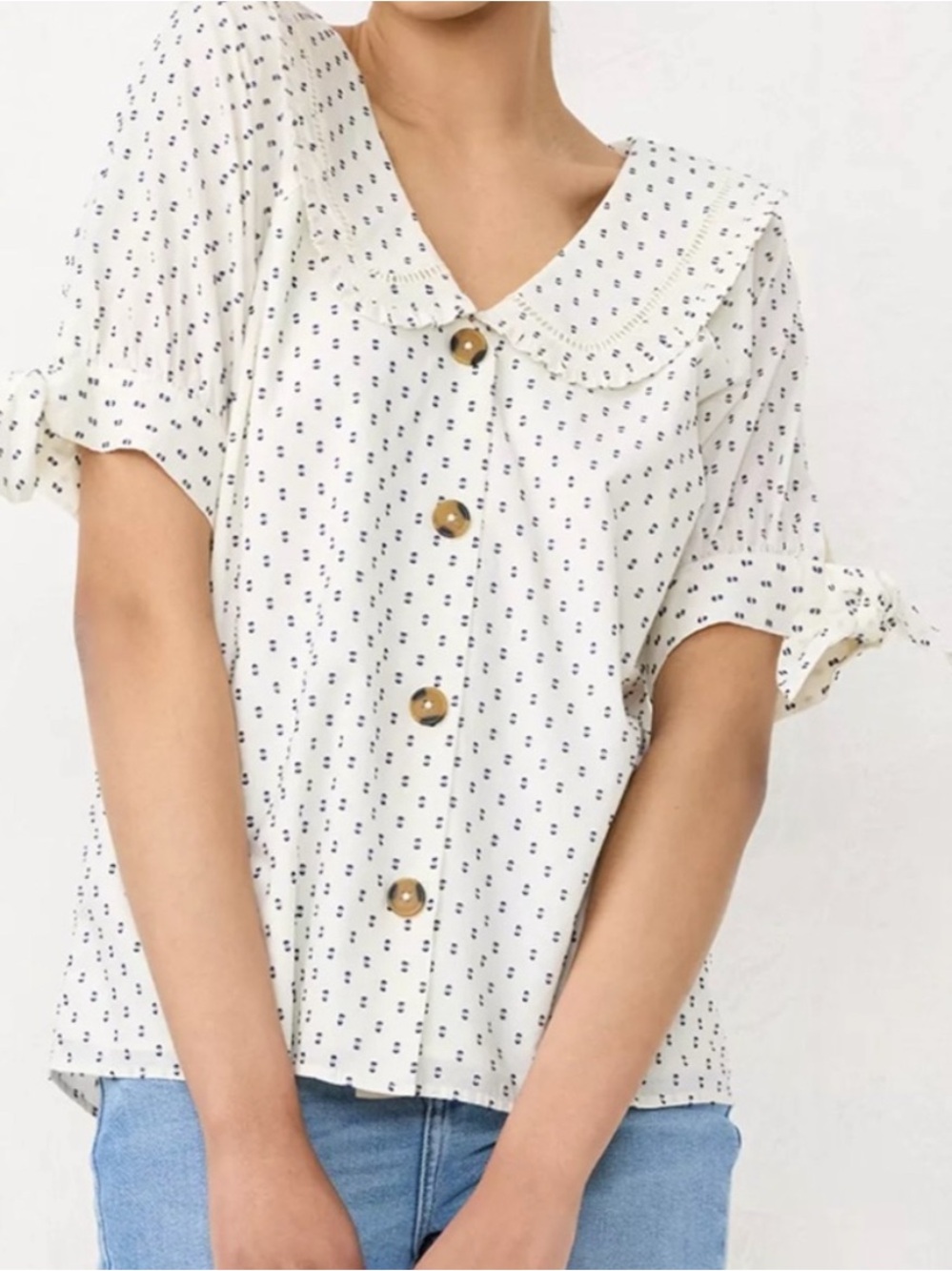 LC Lauren Conrad Peter-Pan Collar Ruffled Blouse size M